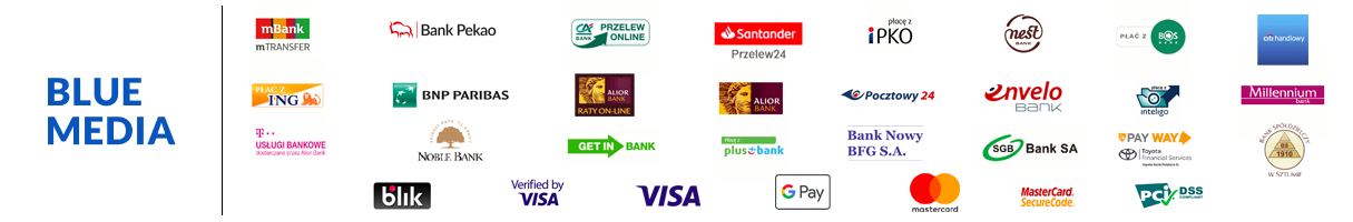 Akceptowane formy platnosci: Visa, Visa Electron, MasterCard, MasterCard Electronic, Maestro